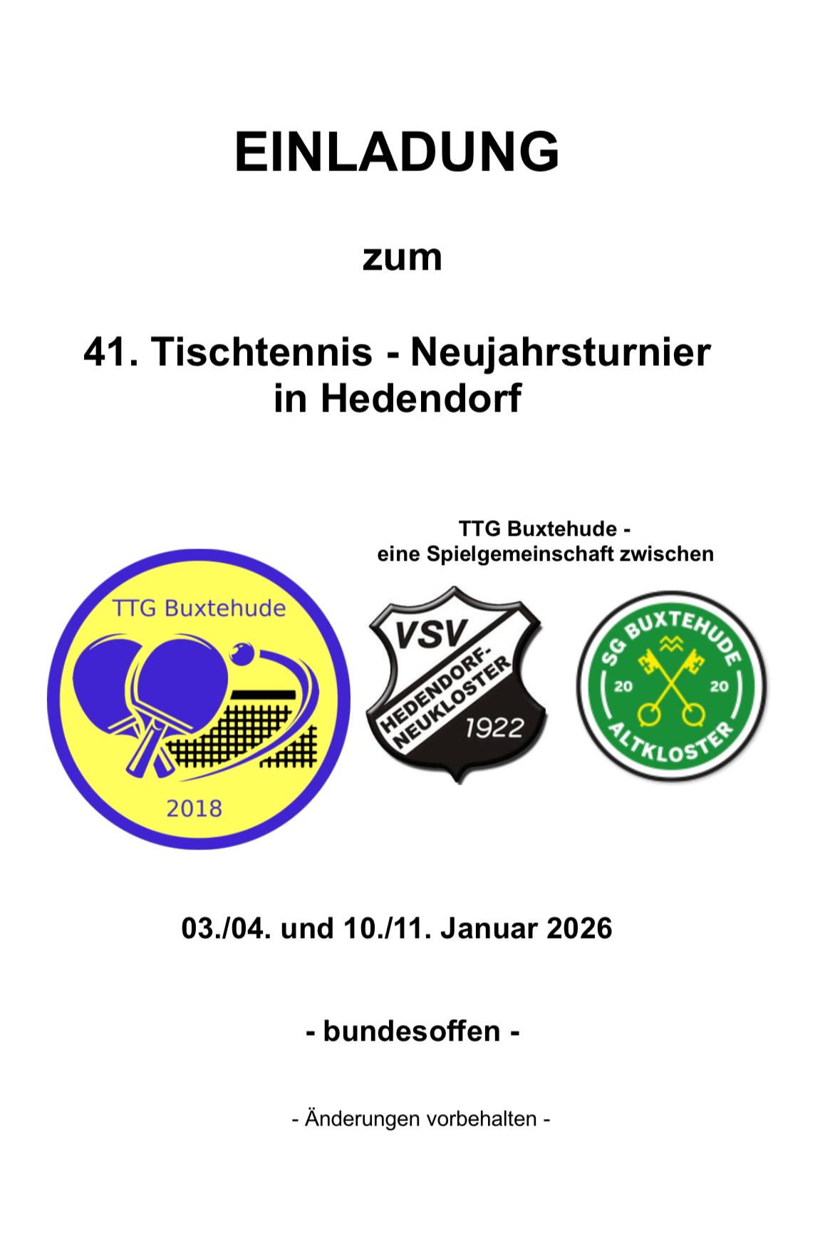 Einladung Neujahrsturnier 2026